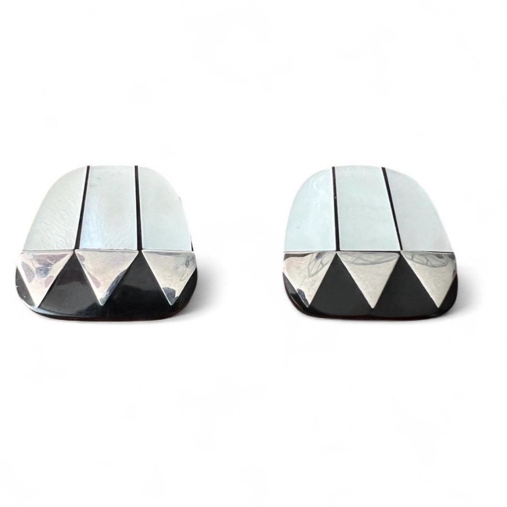 Vintage Black & Silver Geometric Statement Earrings